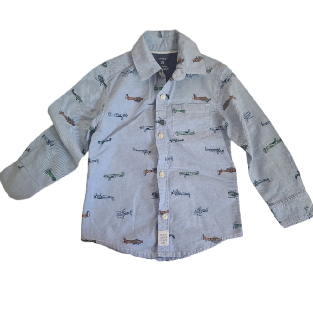 Carter's Boys Toddler Button Down Long Sleeve Shirt Size 3T